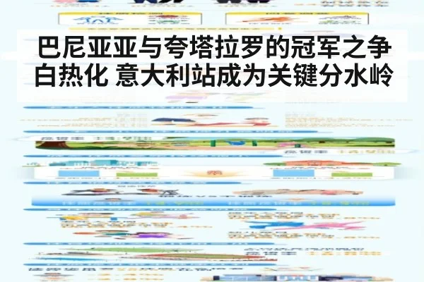 巴尼亚亚与夸塔拉罗的冠军之争白热化 意大利站成为关键分水岭